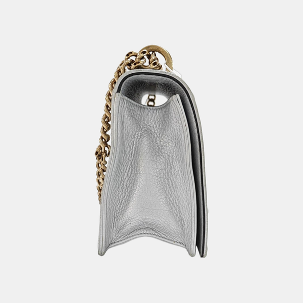 Diorama Medium Cannage Calfskin Silver