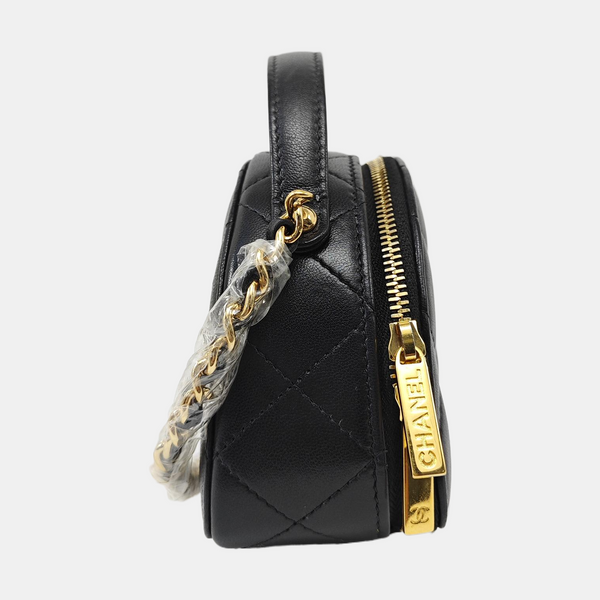 Quilted Lambskin Shoulder Bag Black