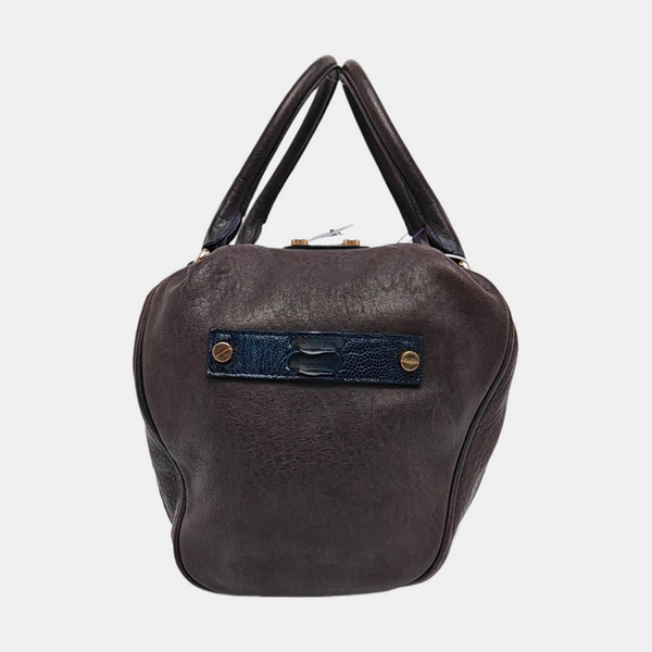 Calfskin Top Handle Bag Brown