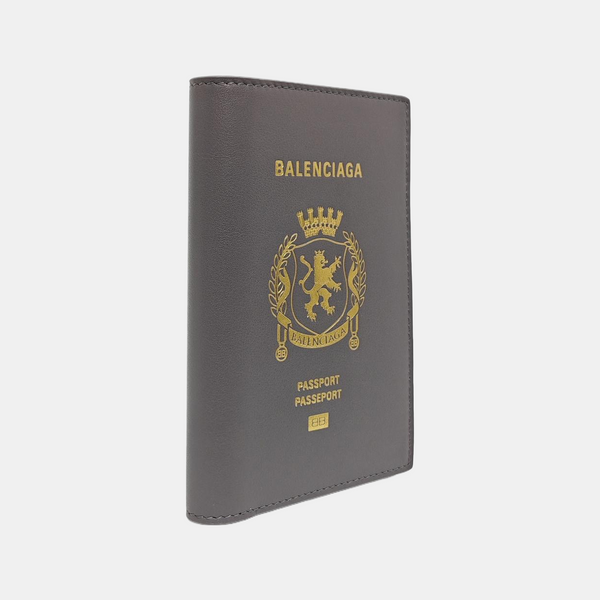 Calfskin Passport Holder Gray