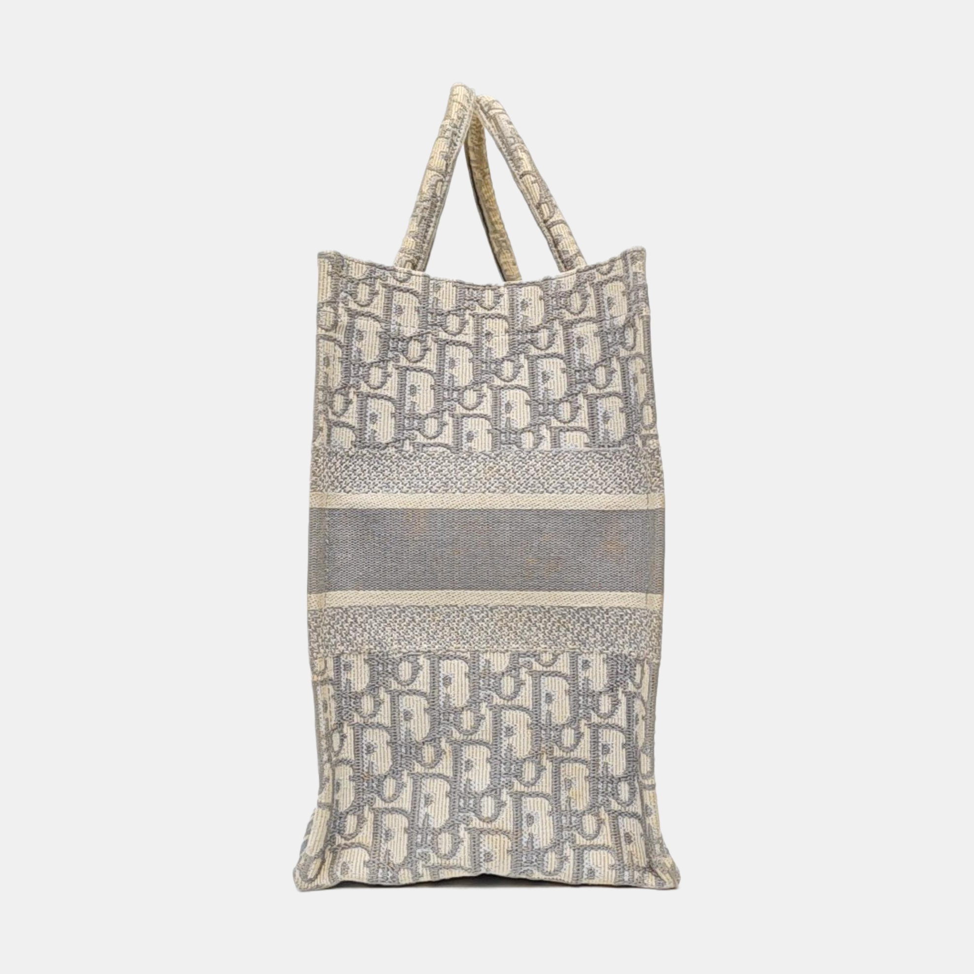 Book Tote Medium Oblique Canvas White