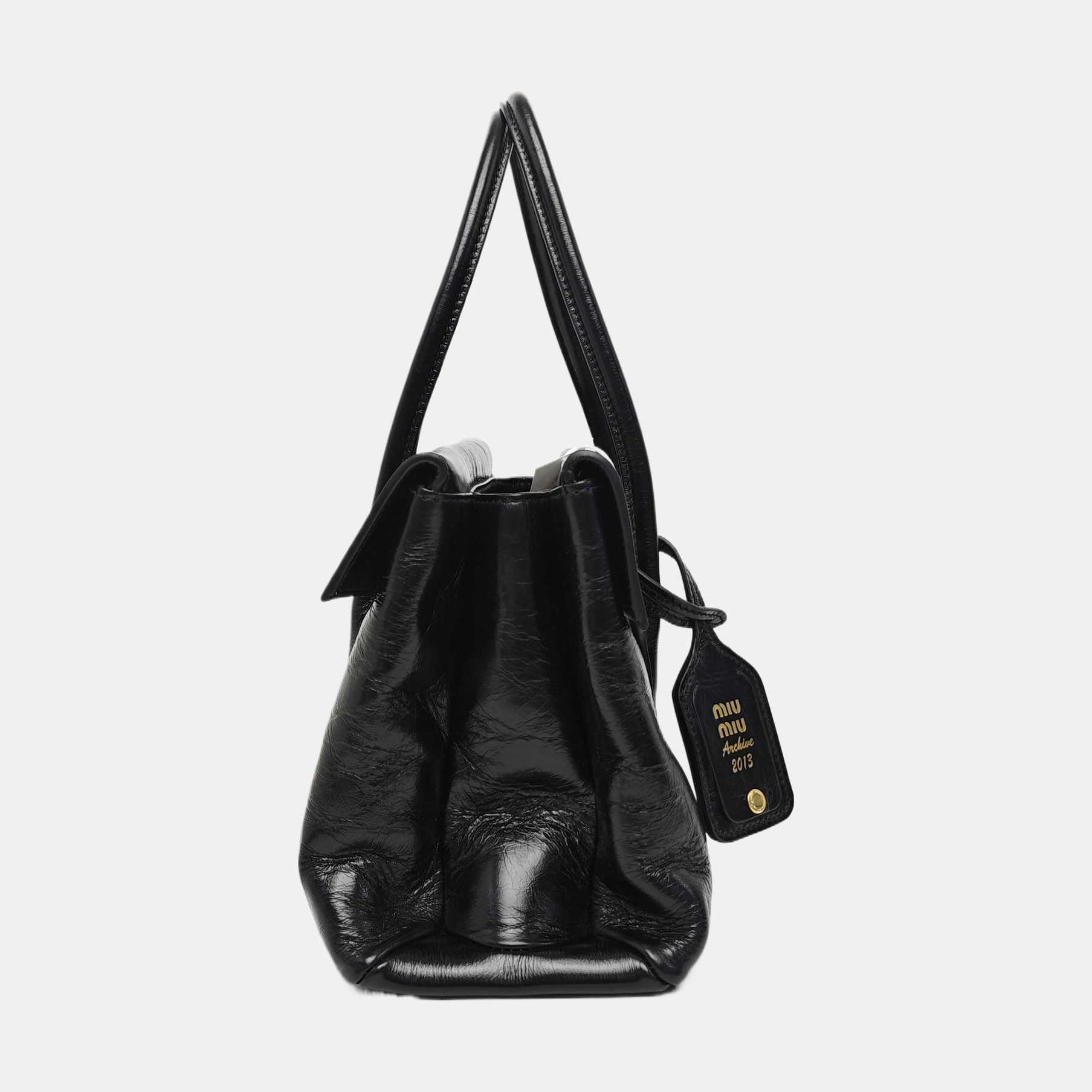 Calfskin Top Handle Bag Black