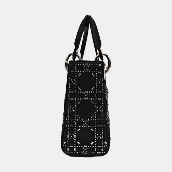 Lady Dior Mini Cannage Silk Satin Black