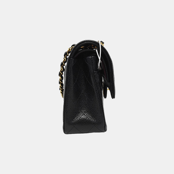 CLASSIC FLAP Small Quilted Grained Calfskin Black