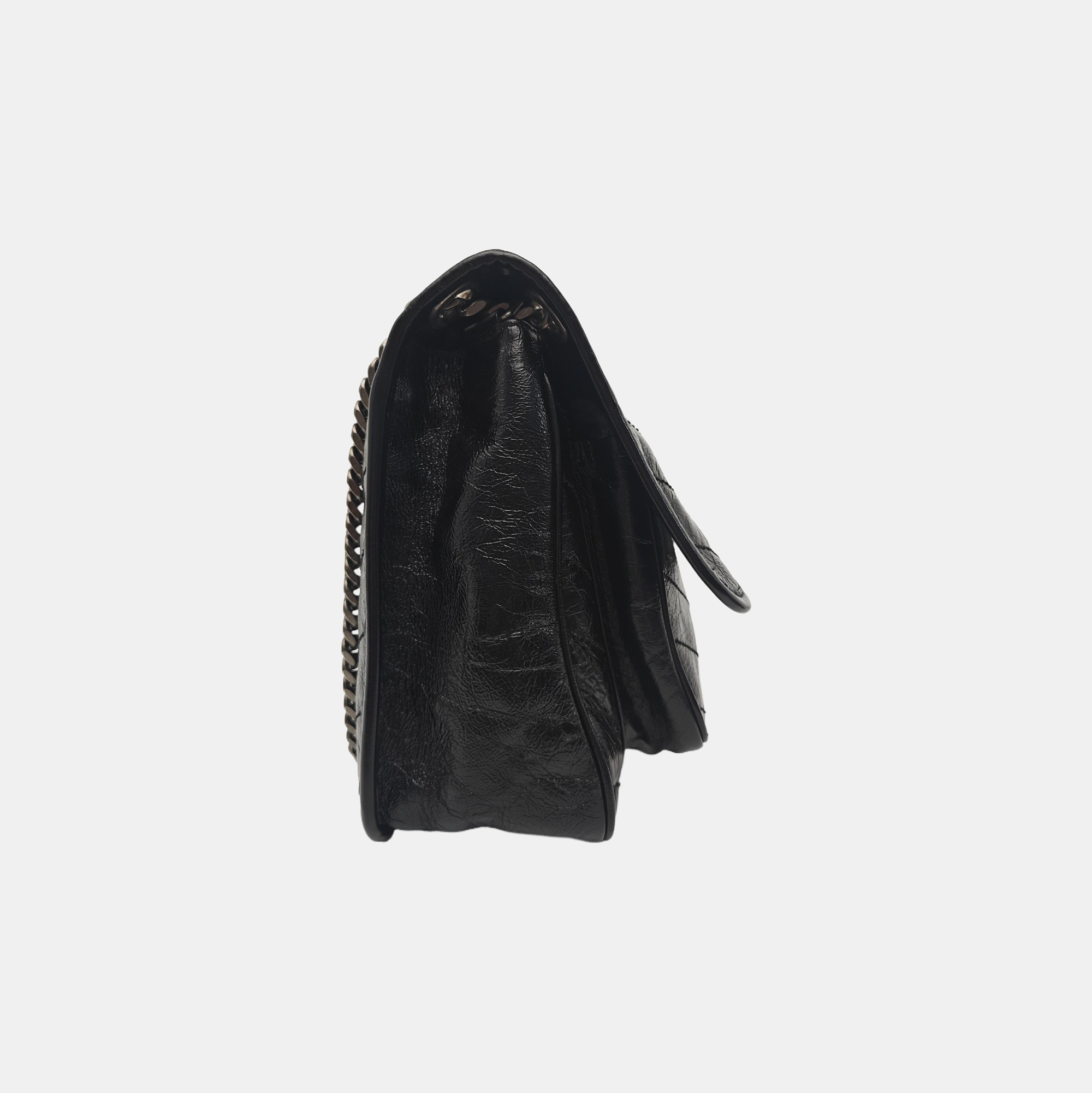 NIKI Medium Chevron Calfskin Black