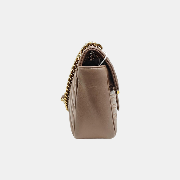 GG Marmont Medium Quilted Calfskin Beige