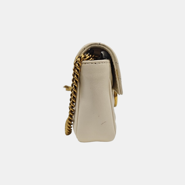 GG Marmont Mini Quilted Calfskin White