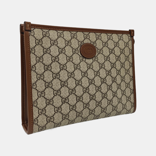 Monogram Coated Canvas Clutch Beige