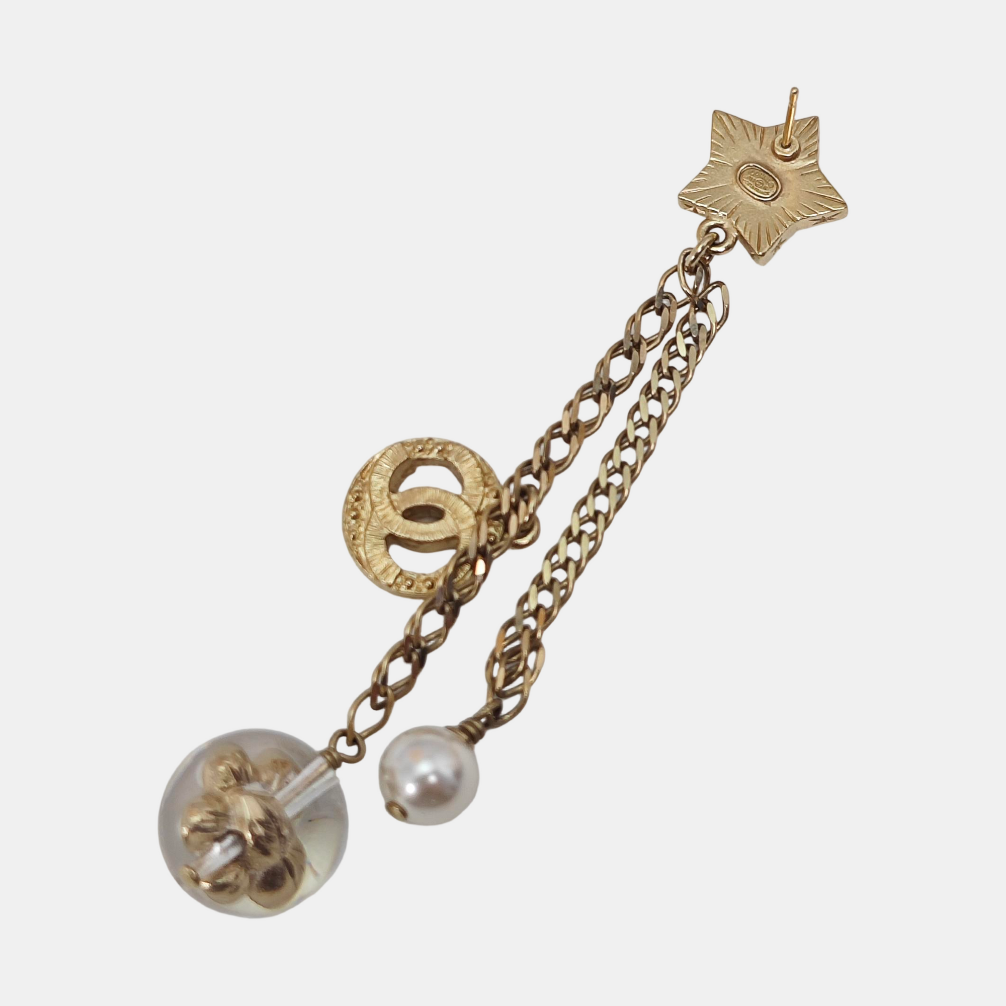 CC Logo Metal Gold Stud Earrings