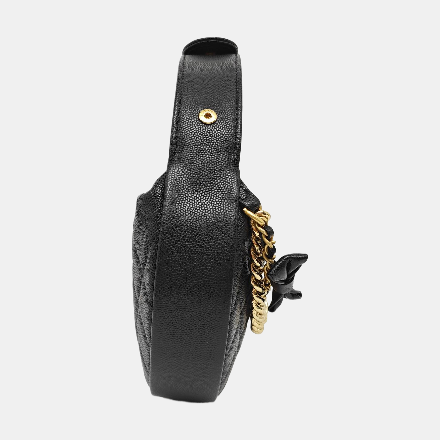 Quilted Grained Calfskin Top Handle Bag Black