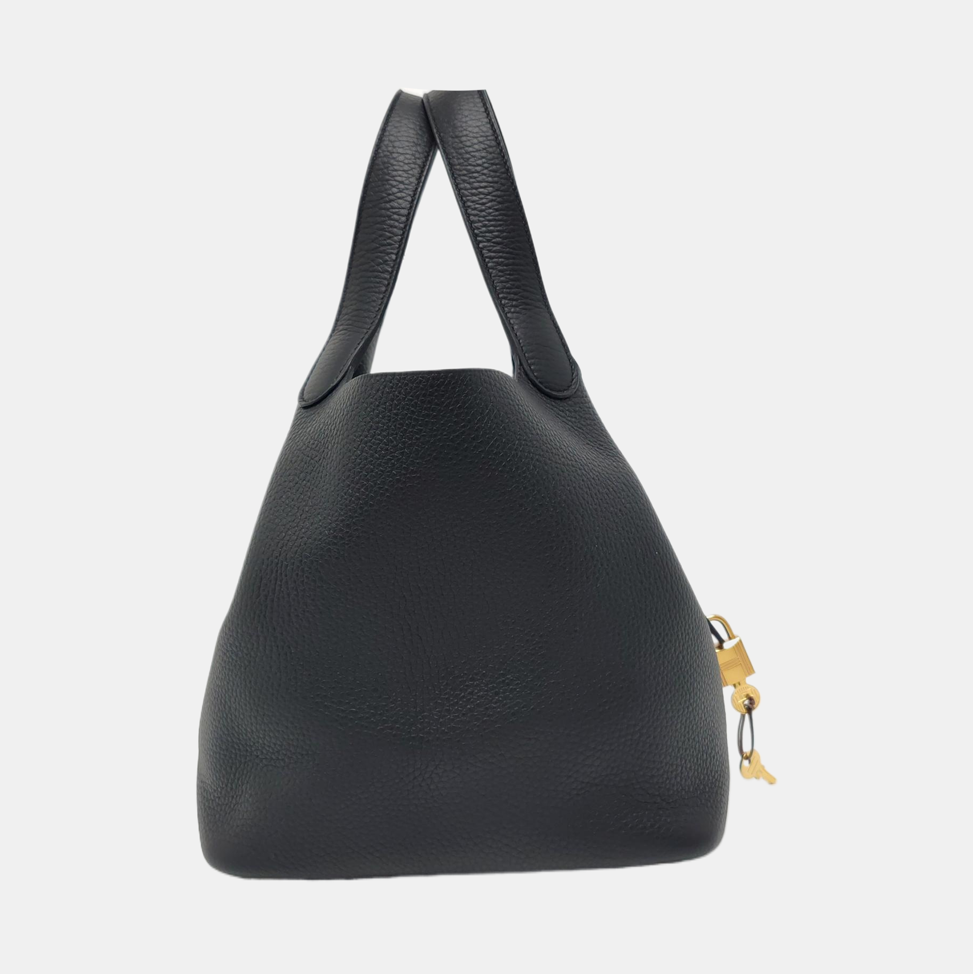 Authenticated pre-owned  Picotin Lock 22 Clemence Black - Bucket Bag at Looply