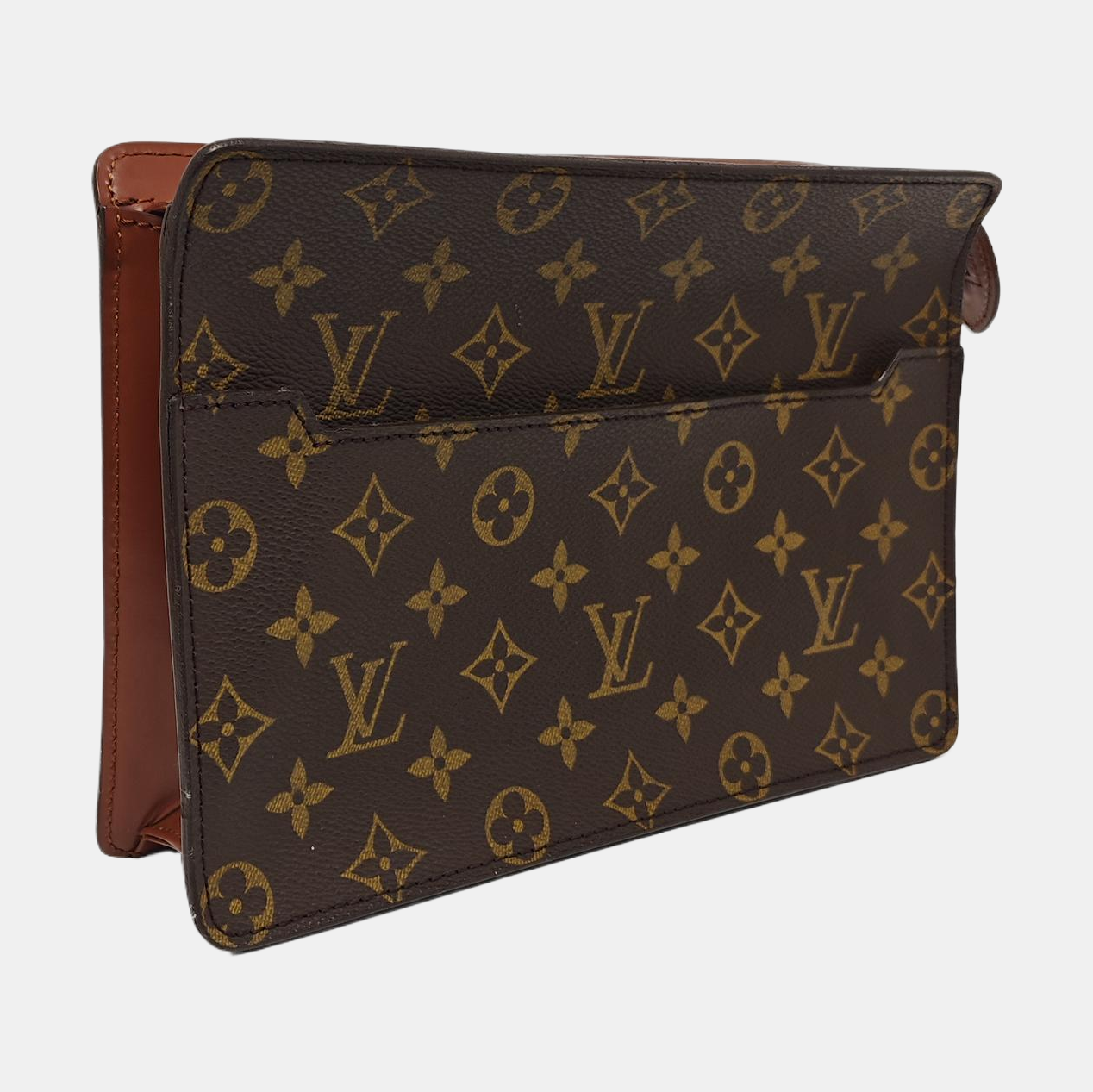 Monogram Coated Canvas Clutch Brown