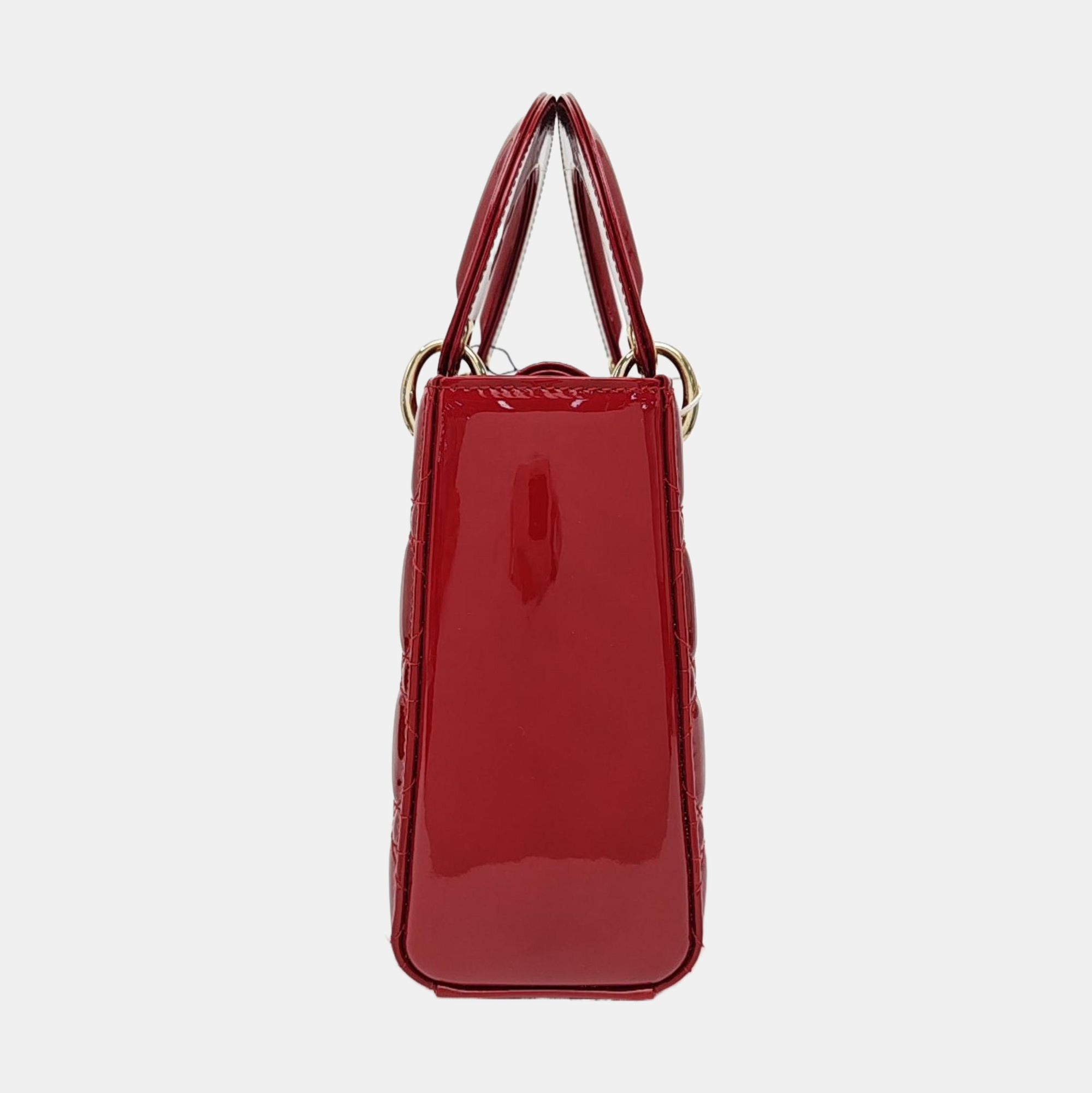 Lady Dior Small Cannage Patent Leather Red