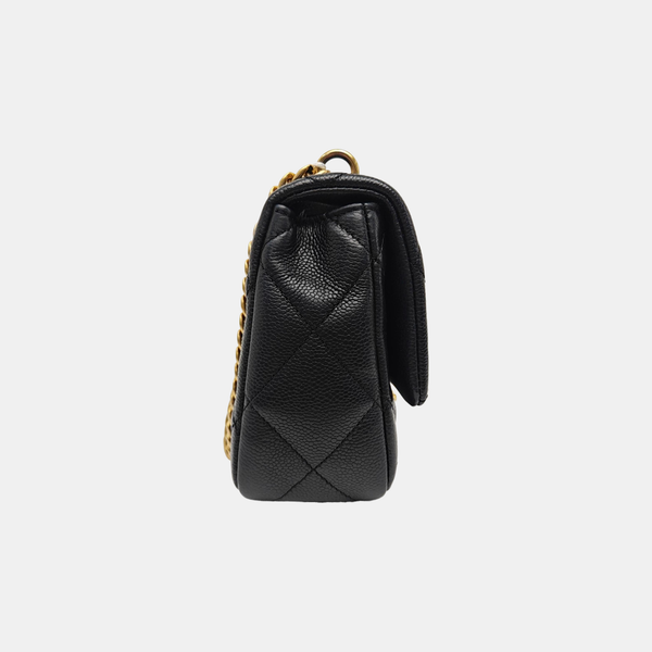CLASSIC FLAP Medium Quilted Grained Calfskin Black