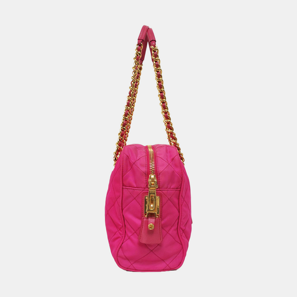Quilted Nylon Tote Bag Red