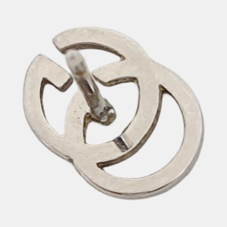 GG Running 18k White Gold Silver Stud Earrings