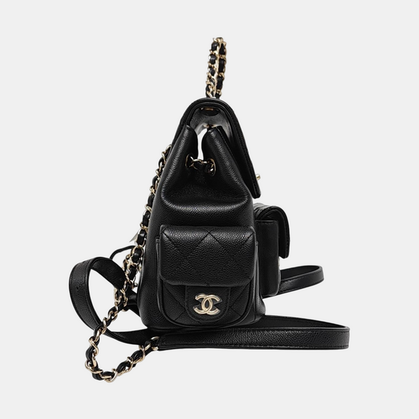 Small Quilted Grained Calfskin Black