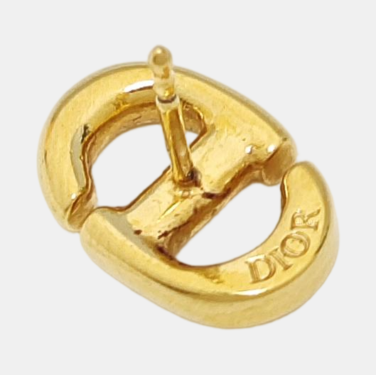 CD Navy Metal Gold Stud Earrings