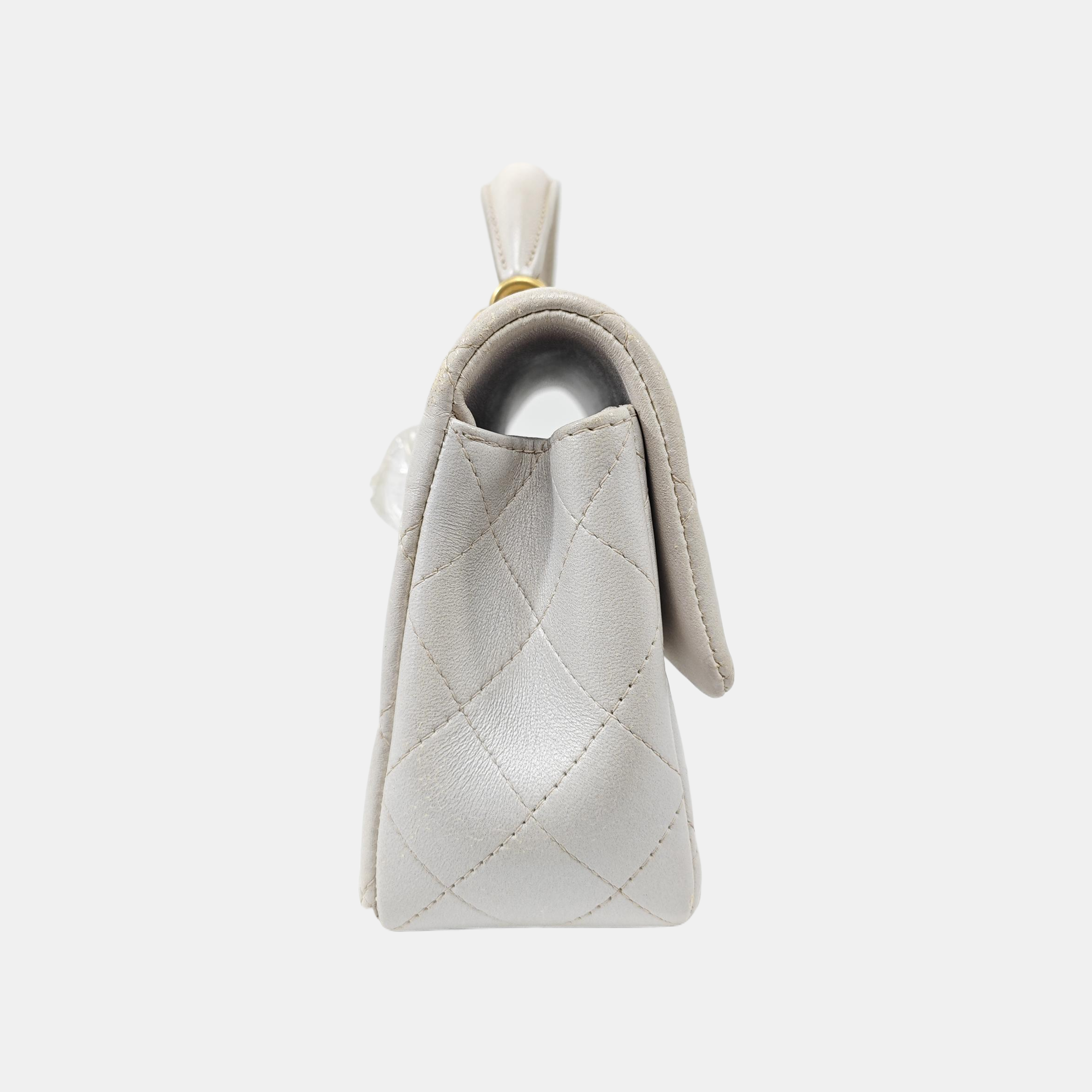 Quilted Lambskin Shoulder Bag White