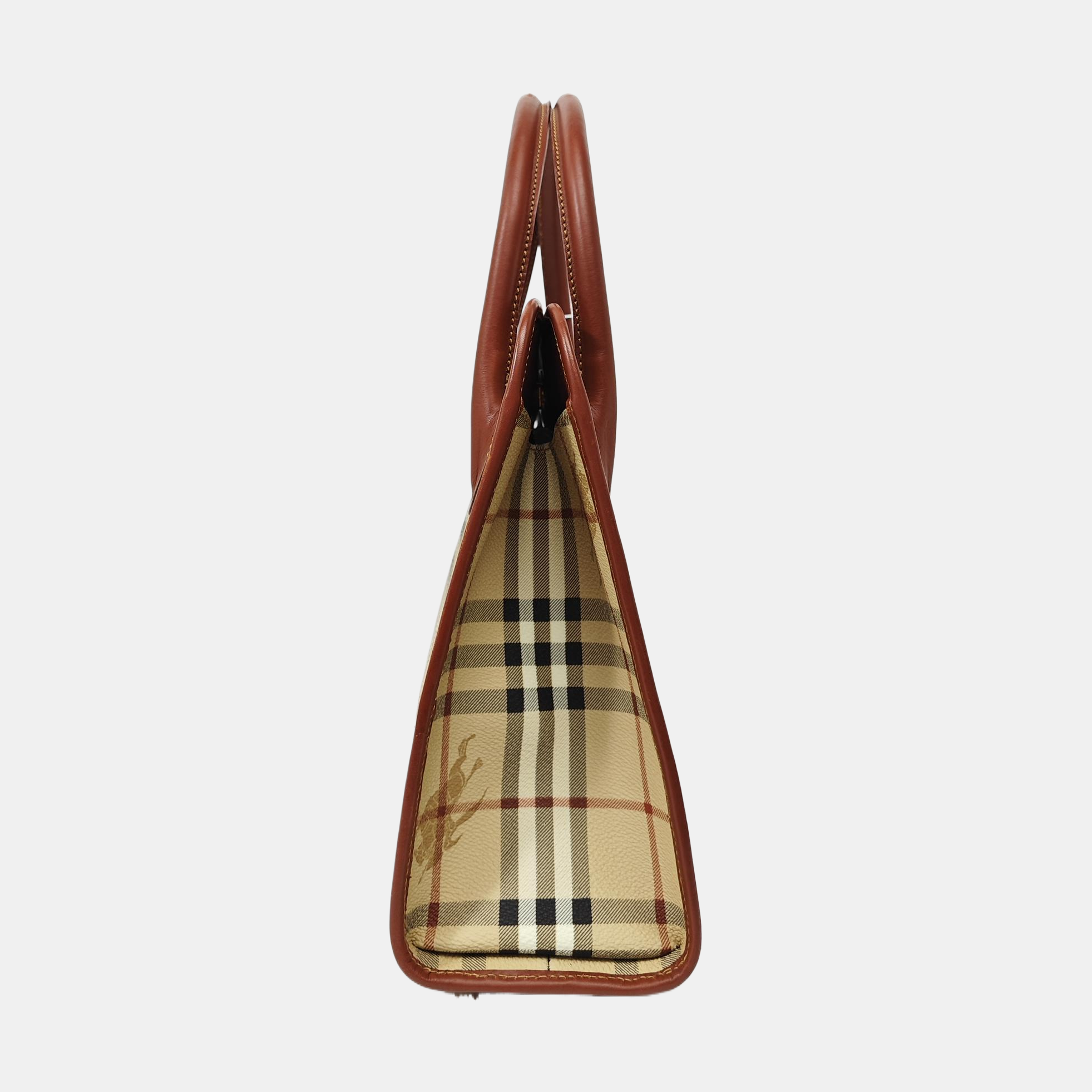 Coated Canvas Top Handle Bag Brown
