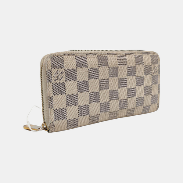 ZIPPY Damier Azur Coated Canvas White Wallet