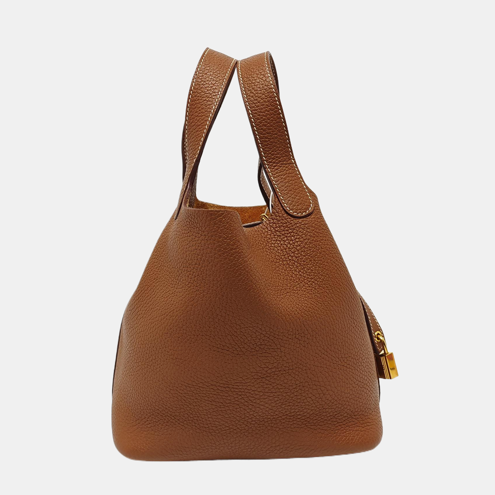 Authenticated pre-owned  Picotin Lock 18 Clemence Brown - Bucket Bag at Looply
