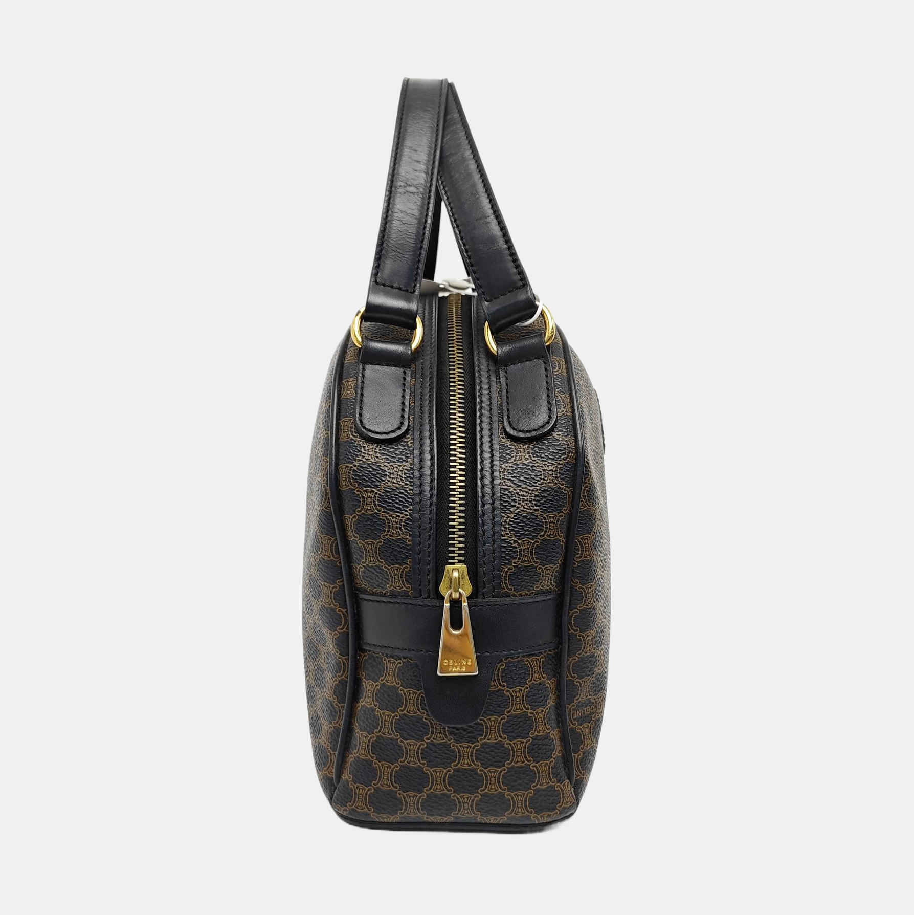 Coated Canvas Top Handle Bag Black