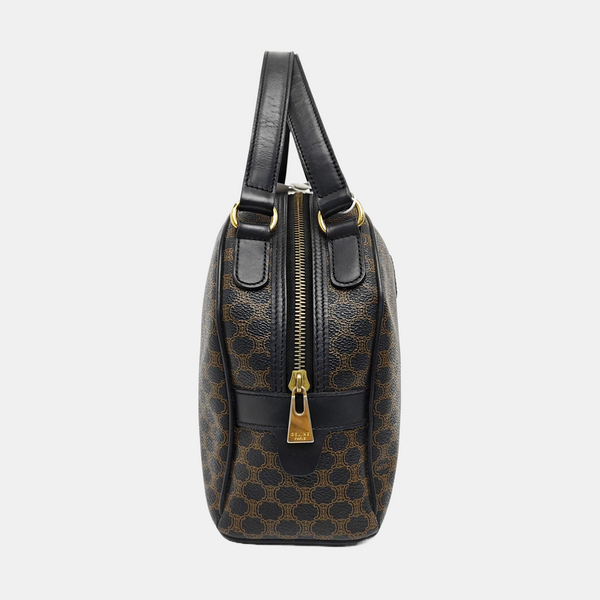 Coated Canvas Top Handle Bag Black