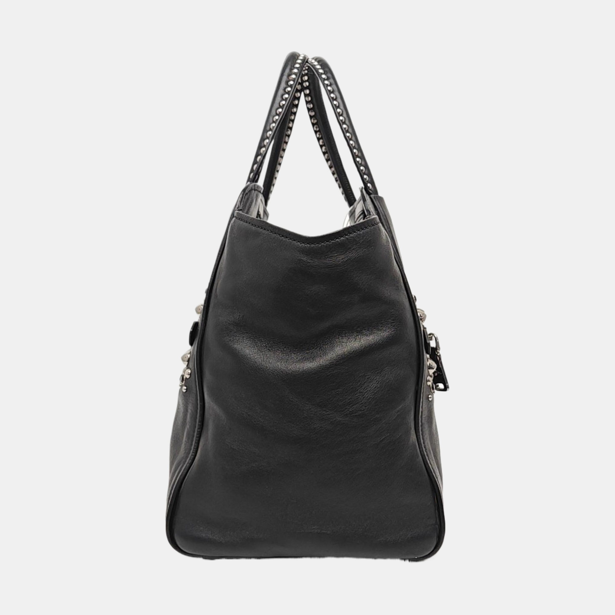 Calfskin Top Handle Bag Black
