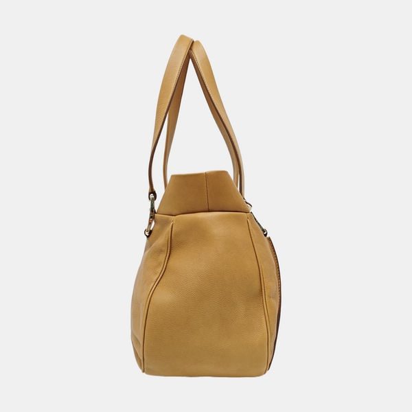 Calfskin Top Handle Bag Brown