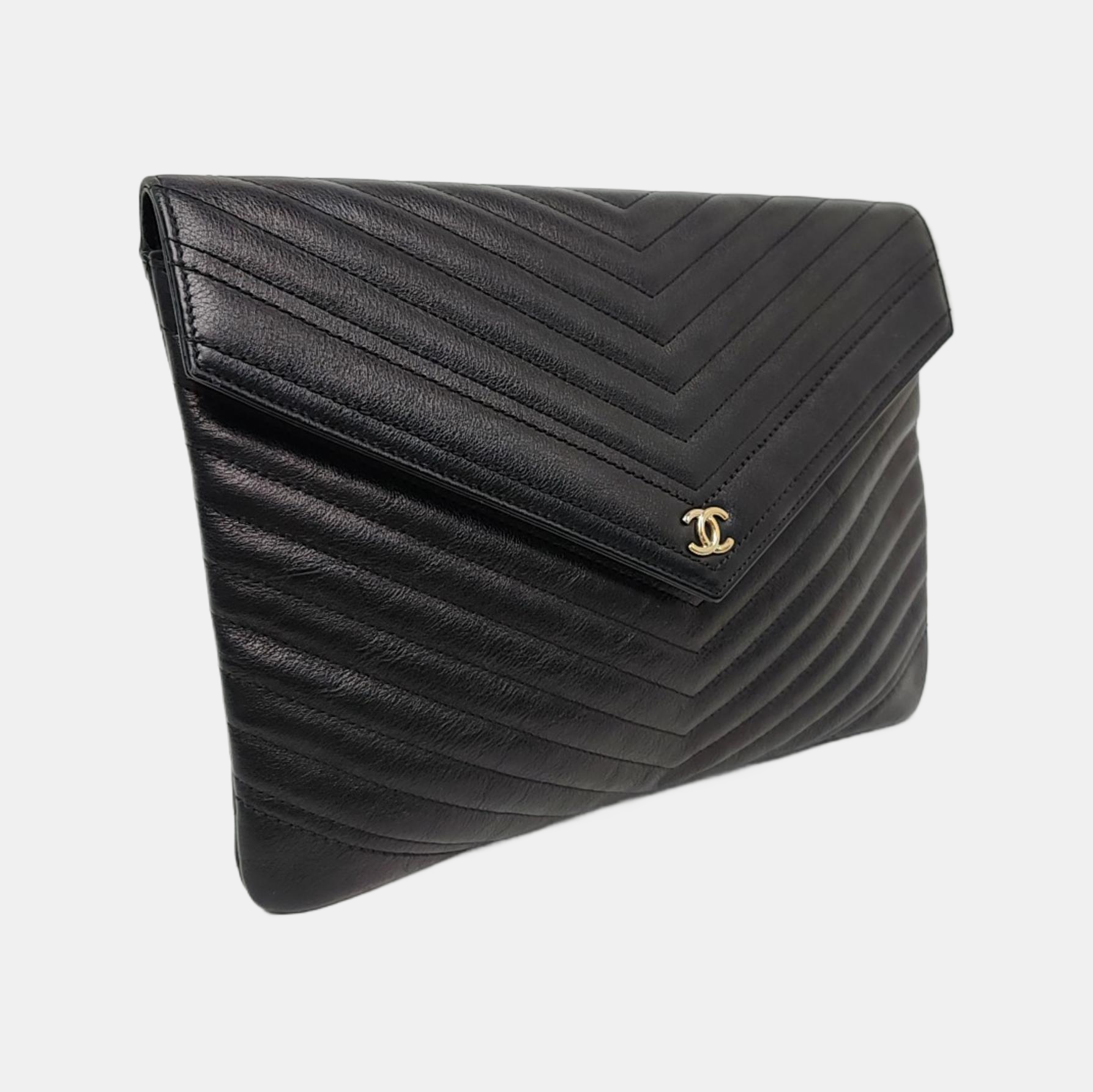 Chevron, Quilted Calfskin Black