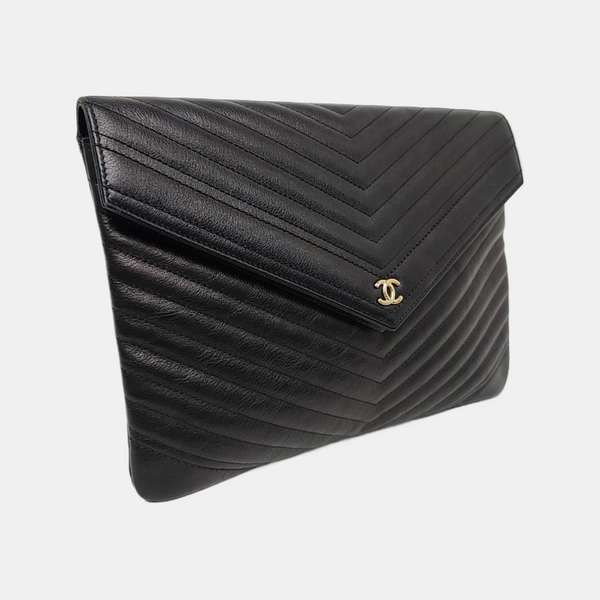 Chevron, Quilted Calfskin Black