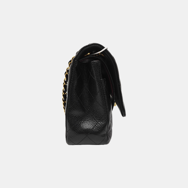 CLASSIC FLAP Medium Quilted Grained Calfskin Black