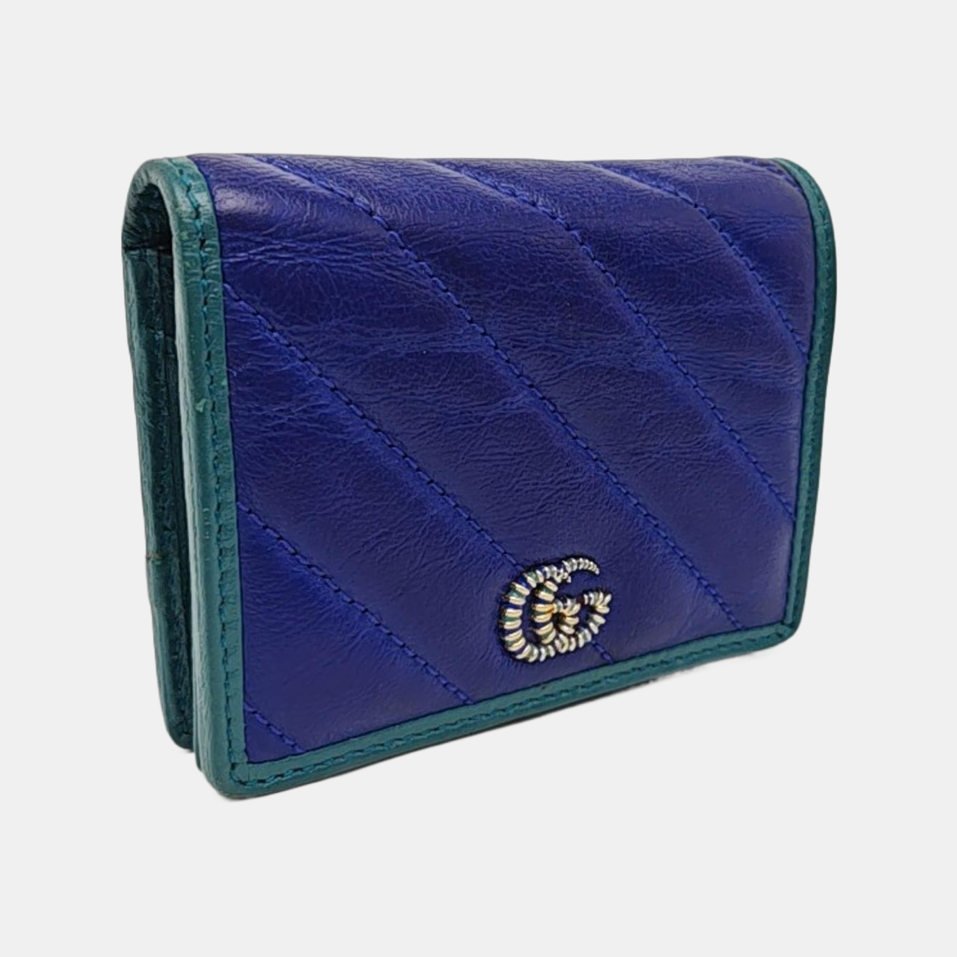 GG Marmont Mini Quilted Calfskin Blue Wallet