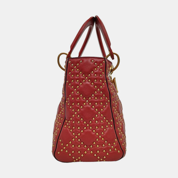 Lady Dior Mediano Piel de Becerro Roja