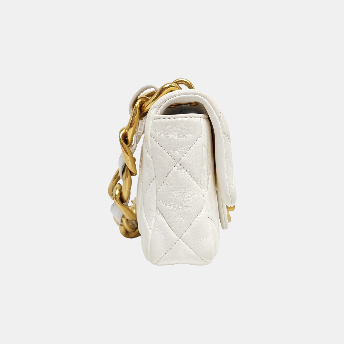 Quilted Lambskin Shoulder Bag Mini White