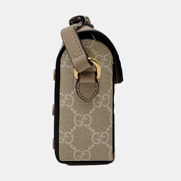 Horsebit 1955 Mini Monogram Coated Canvas Beige
