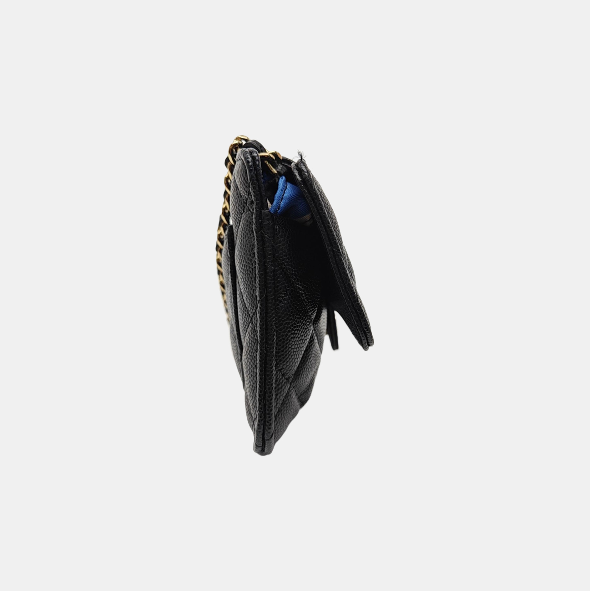 Quilted Grained Calfskin Shoulder Bag Black