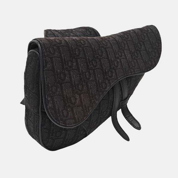 Saddle Medium Oblique Canvas Black
