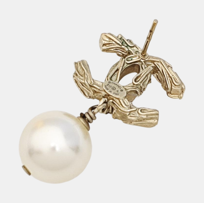 CC Logo Metal Gold Earrings