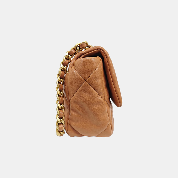 CHANEL 19 Small Quilted Lambskin Brown