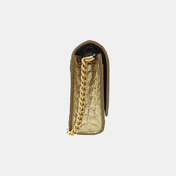 Hourglass Wallet On Chain Small Calfskin Gold