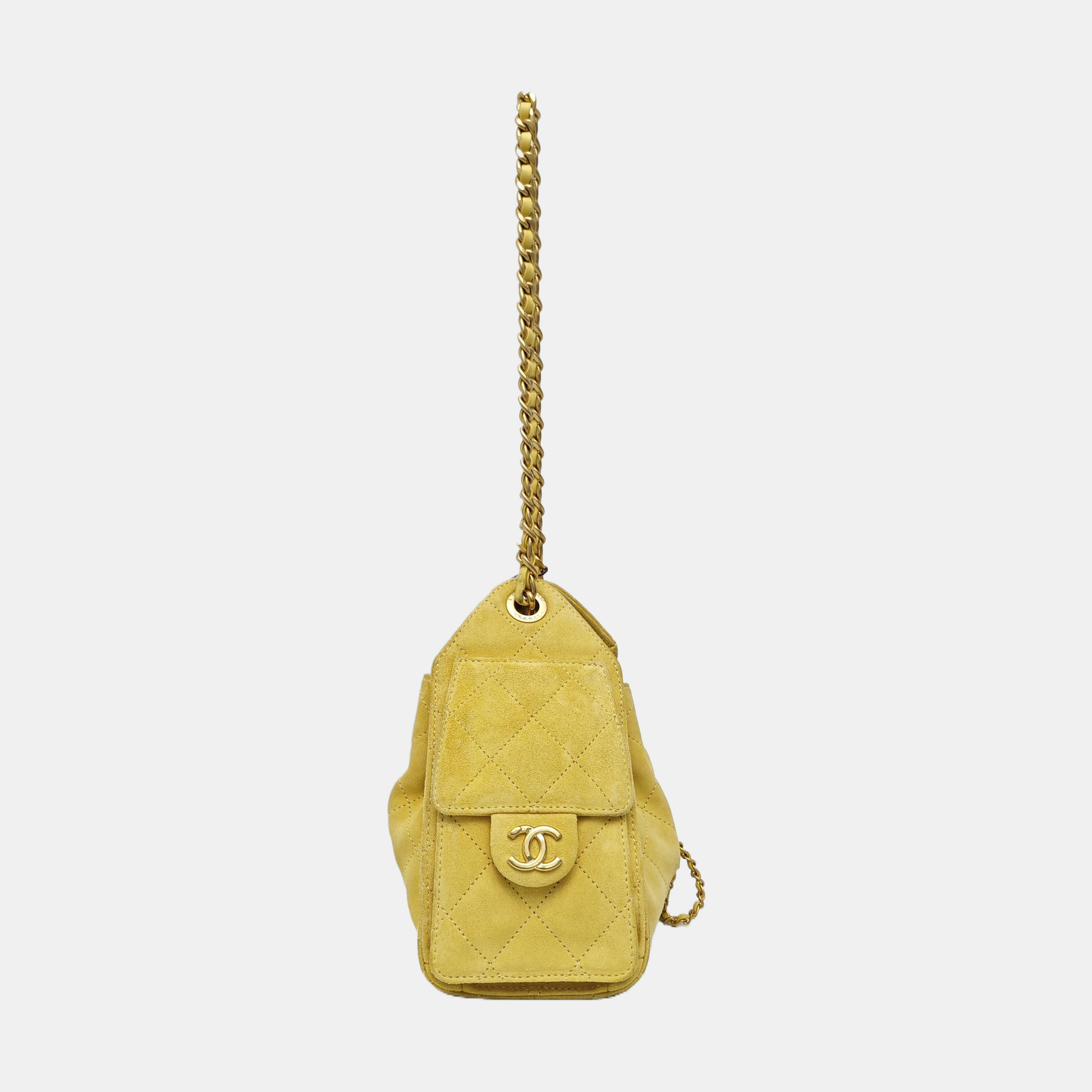 CHANEL 25 Quilted Suede Yellow