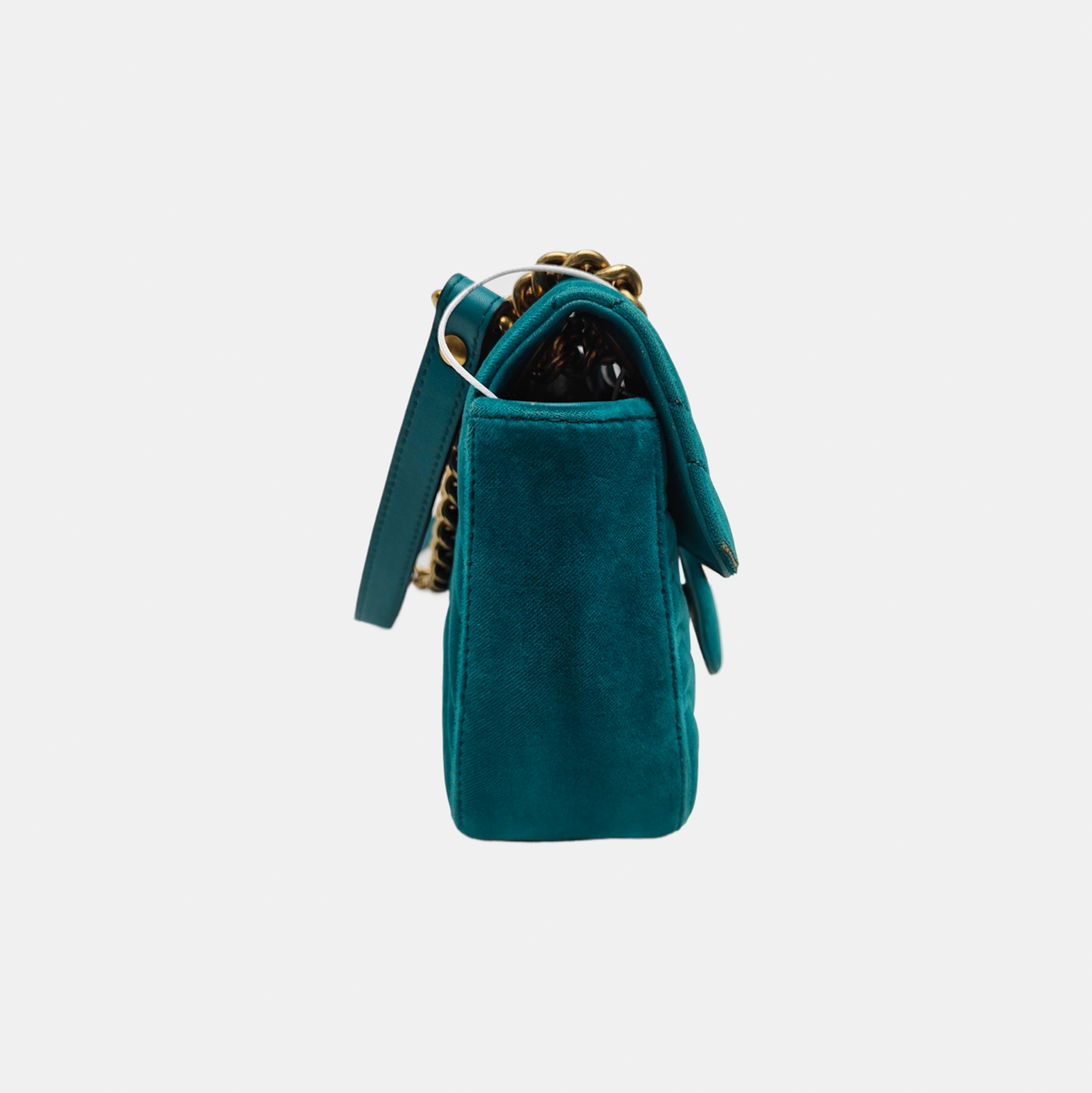 GG Marmont Small Quilted Velvet Blue