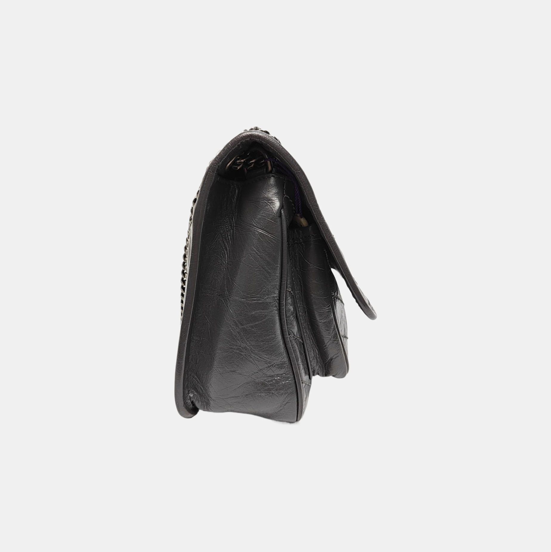 NIKI Small Chevron Calfskin Gray