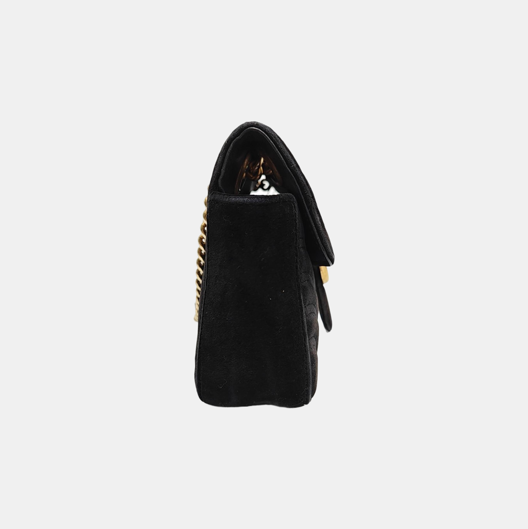 GG Marmont Pequeño Terciopelo Acolchado Negro