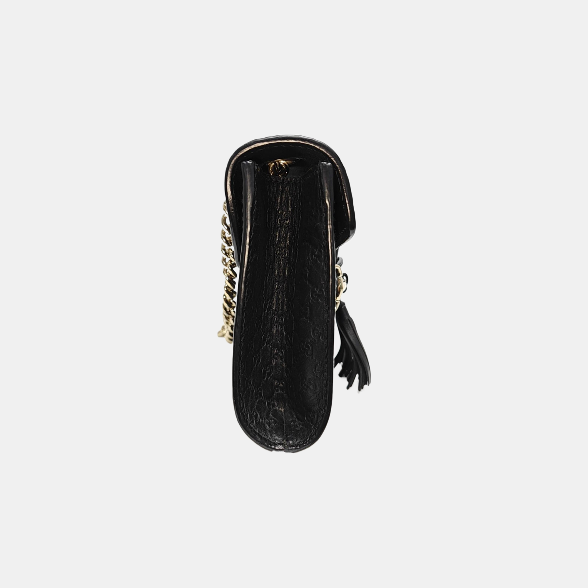 Emily Chain Mini Monogram Calfskin Black