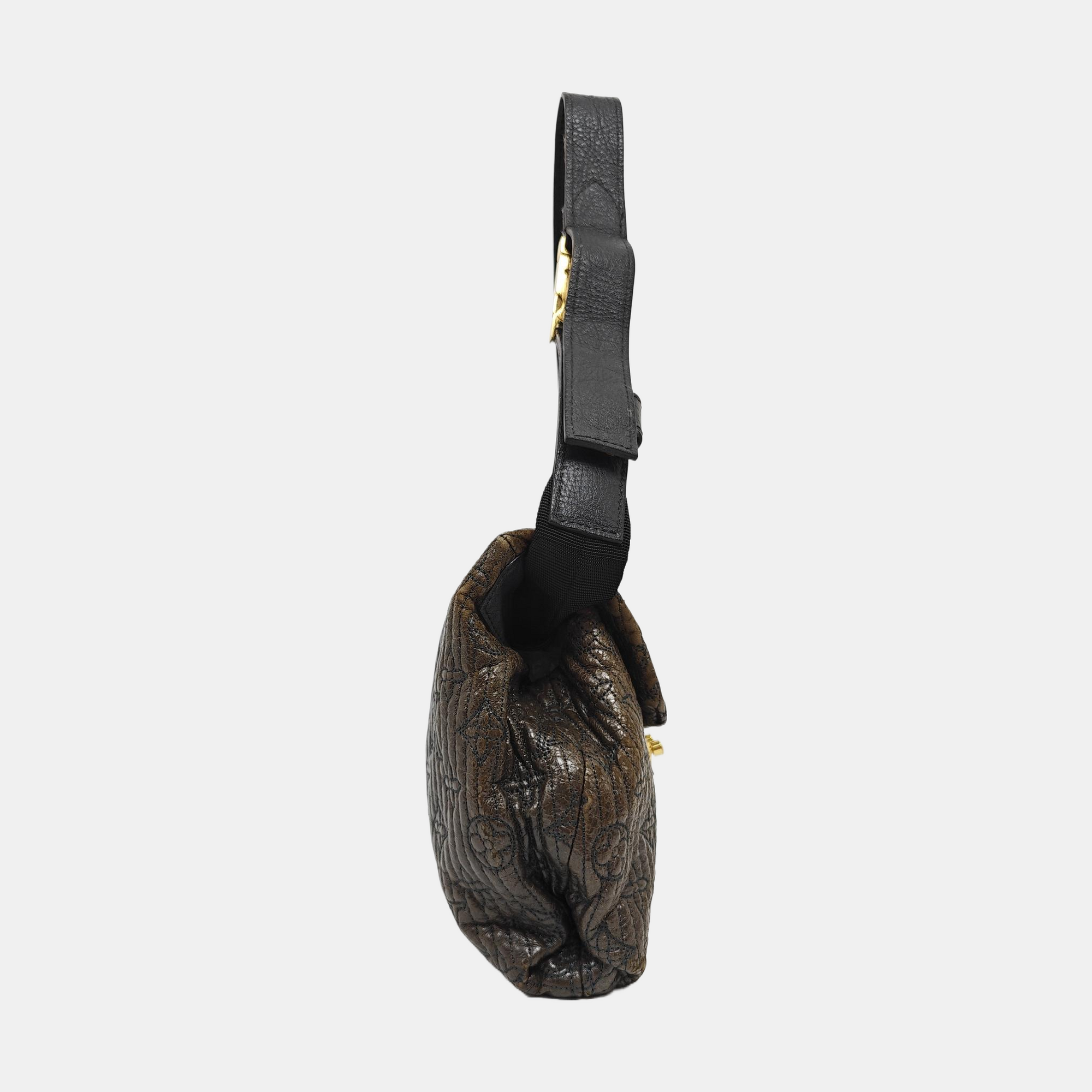 Monogram Lambskin Shoulder Bag Brown