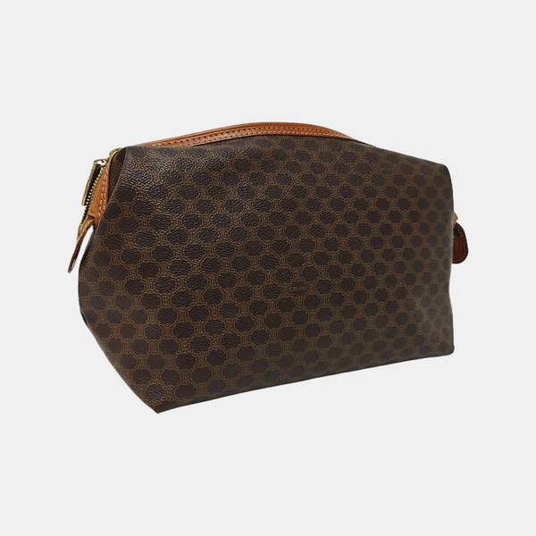 Coated Canvas Clutch Brown