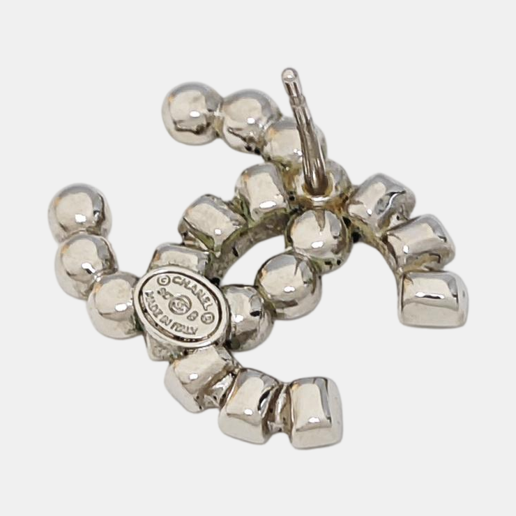 CC Logo Metal Silver Stud Earrings